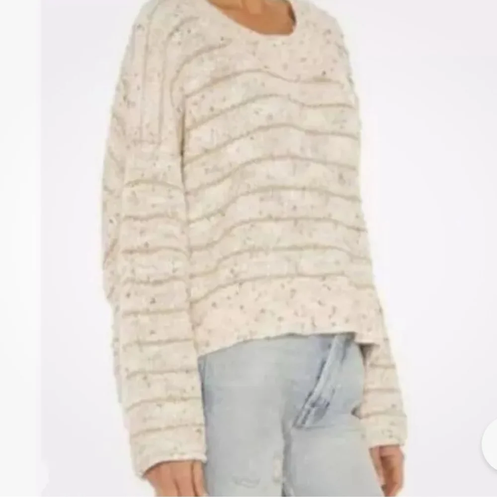 Free People Starlight Sweater Pearl Island Stripes Cream Oatmeal Comfy XS
